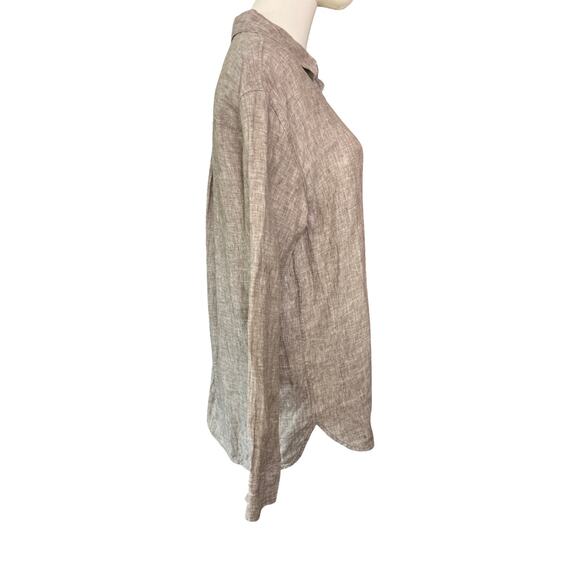 Athleta 100% Linen Button Down Shirt Taupe Gray Small NWT - Picture 3 of 9